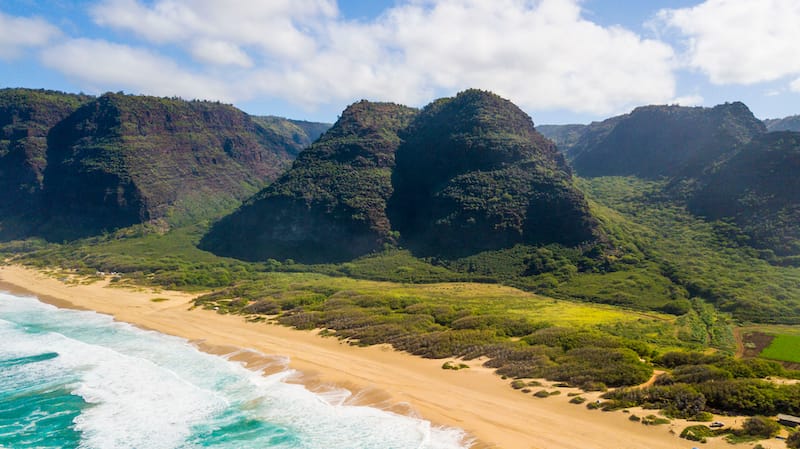 Aerial view of Polihale State Park