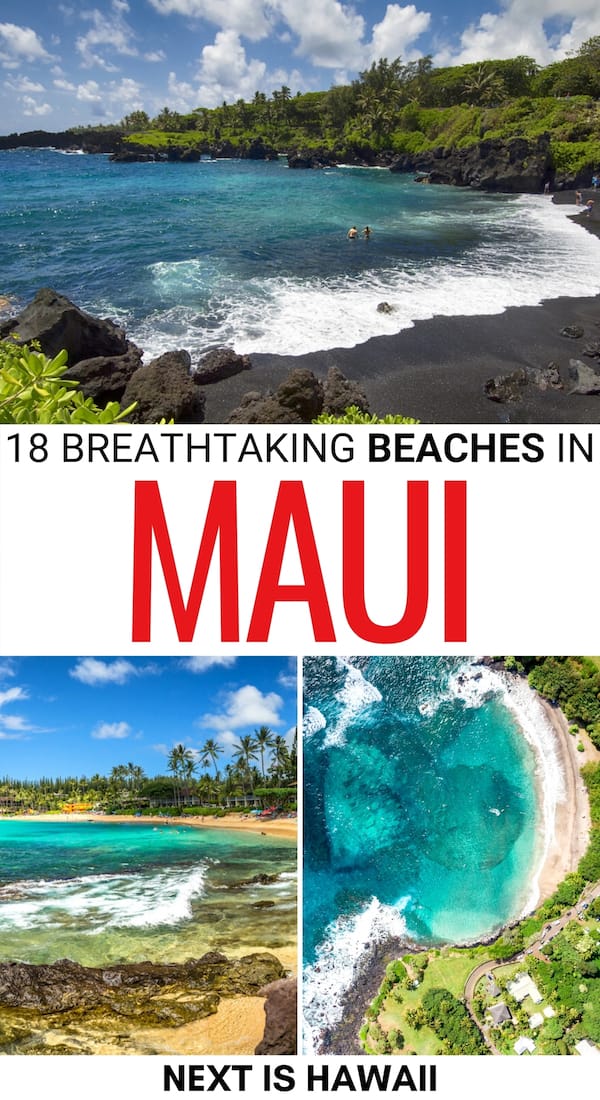 Looking for the best beaches in Maui for your trip? These beautiful Maui beaches offer something for everyone - from black sand beaches to family-friendly ones! | Black sand beaches in Maui | Maui itinerary | Hana beaches | Maui's best beaches | Things to do in Maui | Hawaii beaches | Prettiest beaches in Hawaii | Places to visit in Maui