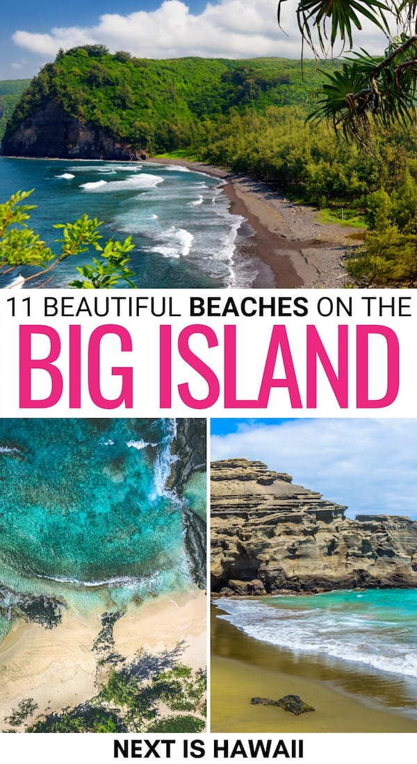 Are you looking to enjoy the best Big Island beaches on your trip to Hawaii? These are the best beaches on the Big Island - green sand, black sand, and kid-friendly! | Kona beaches | Hilo beaches | Waikoloa beaches | green sand beaches Big Island | Black sand beaches big island | Black sand beaches Hawaii | Big Island itinerary | Snorkeling Big Island | Swimming Big Island | Beach parks big island