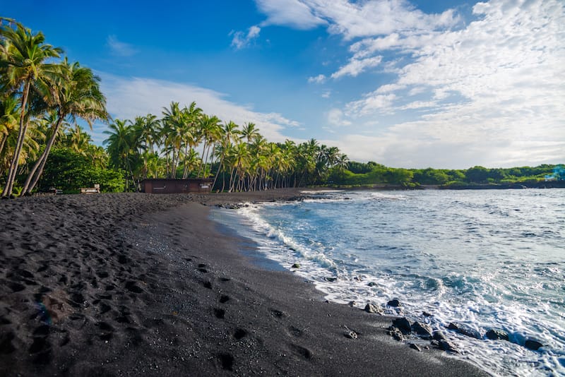 Black sand beaches on the Big Island