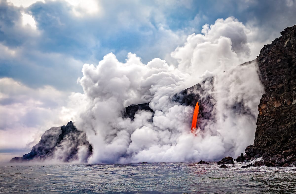 Kamokuna ocean entry in Hawaii's Volcano National Park