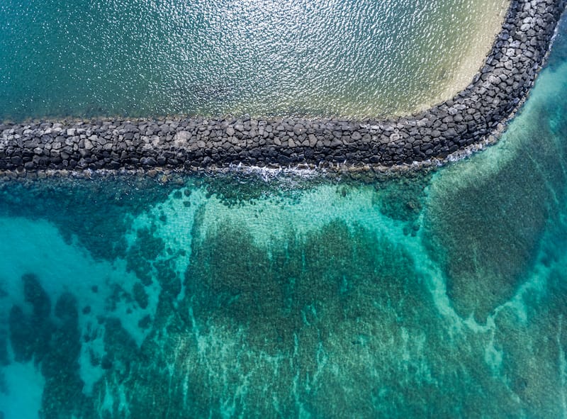 Aerial view of Haleiwa waters