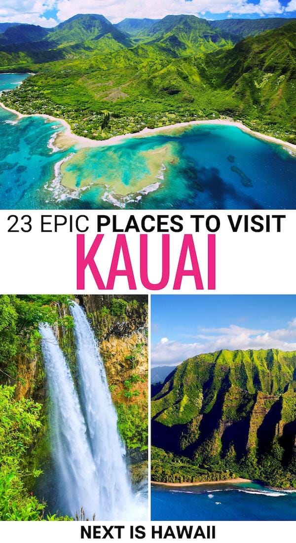 Looking for the best places to visit in Kauai for your upcoming Hawaii trip? These top Kauai destinations are perfect for any itinerary! Learn more here! | Places in Kauai | Things to do in Kauai | Kauai spots | Destinations in Kauai | Kauai places to visit | Kauai bucket list | Kauai road trip | Kauai itinerary | What to do in Kauai | Planning a Kauai trip | Trip to Kauai | Travel to Kauai | Places to visit in Hawaii | Kauai beaches | Kauai gardens | Kauai state parks | Kauai towns | Kauai cities | Kauai waterfalls