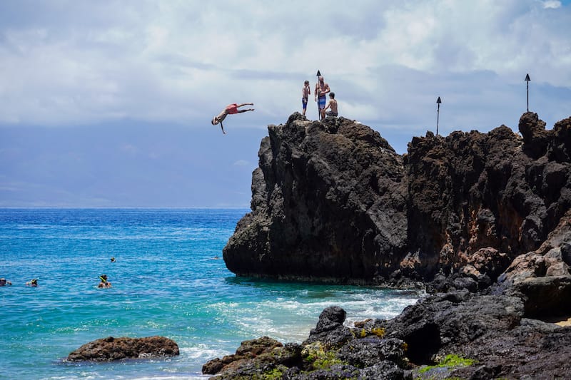 Cliff jumping at Black Rock at Kaanapali