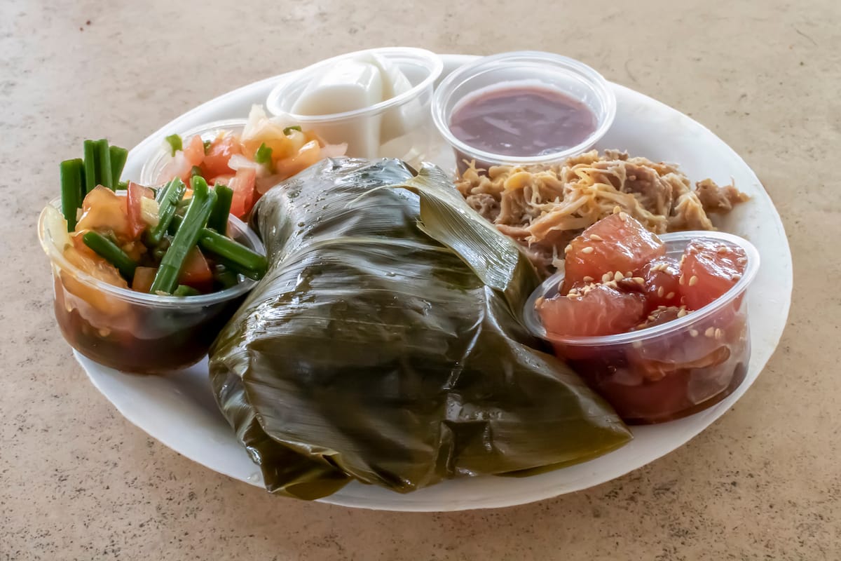 Delicious plate of Hawaiian food