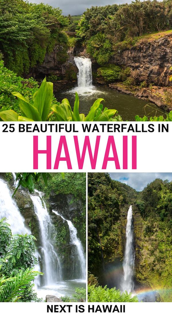 Searching for the best waterfalls in Hawaii? This guide showcases the prettiest Hawaii waterfalls - including which island to find it and how to visit! | Waterfalls hikes in Hawaii | Waterfalls in Oahu | Waterfalls in Kauai | Waterfalls on the Big Island | Waterfalls on Maui | Waterfalls on Molokai | Best Oahu waterfalls | Best Maui waterfalls | Best Big Island waterfalls | Best Molokai waterfalls | Best Kauai waterfalls | Things to do in Hawaii