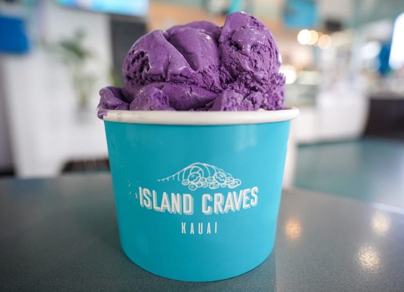 Taro ice cream at Island Craves in Kauai