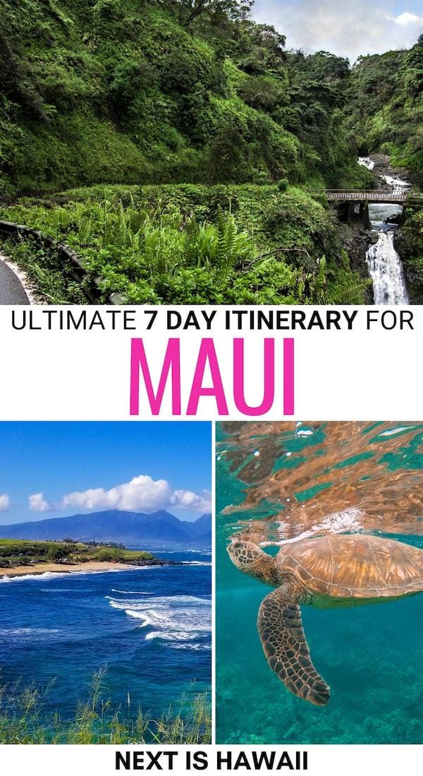 Are you looking for the best way to spend one week in Maui? This 7 days in Maui itinerary breaks down each day (including lodging) for the ultimate trip! | Maui bucket list | Maui 7 days itinerary | A week in Maui | What to see in Maui | Kihei itinerary | Lahaina itinerary | Things to do in Maui | Maui road trip | Road trip in Maui | Places to visit in Maui | Itinerary for Maui | Places to see in Maui | Maui trip tips 