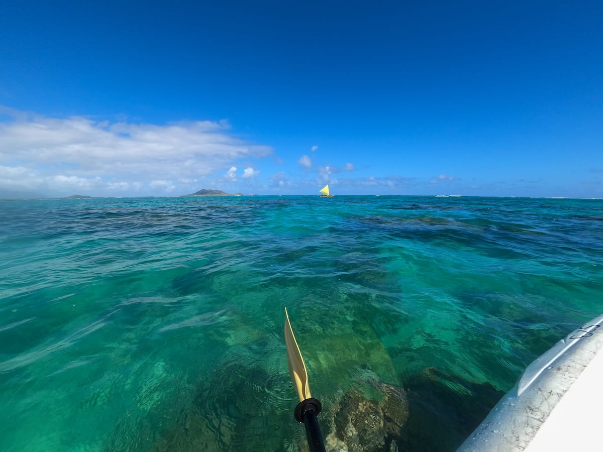 On the water kayaking to the Mokulua Islands