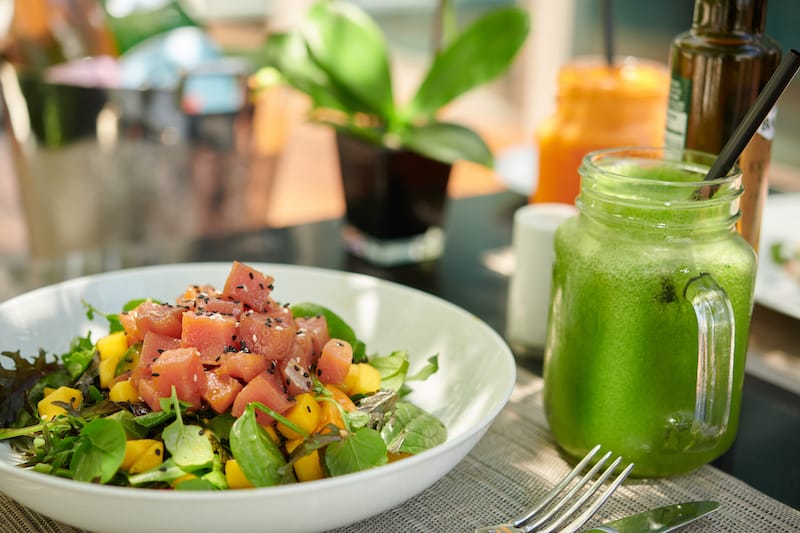 Poke salad with mango