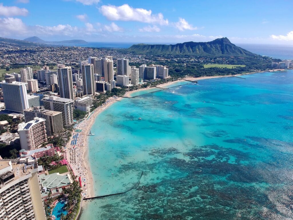 Flying over Honolulu